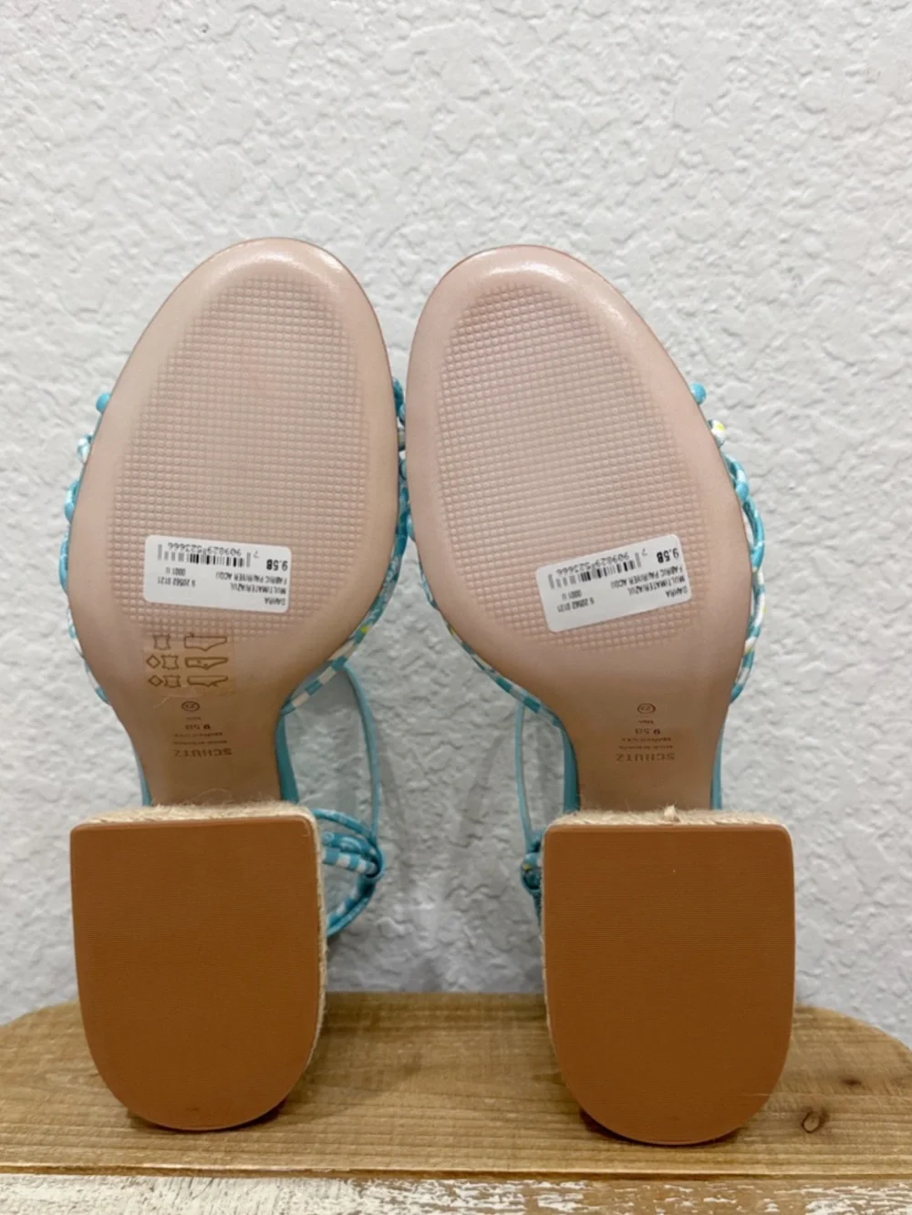 Schutz Dahra Tiver Aqua Block Heel Sandals Size 9.5 NEW